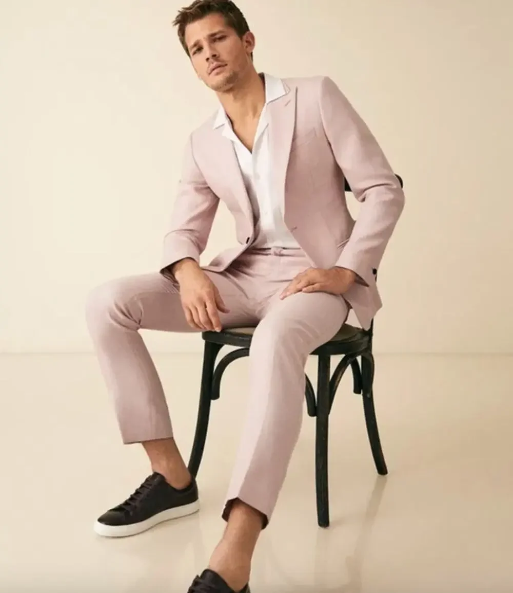 REISS Slacks Size 32 NEW Soft Pink Melody Wool & Silk Blend Slim Fit Pant Work